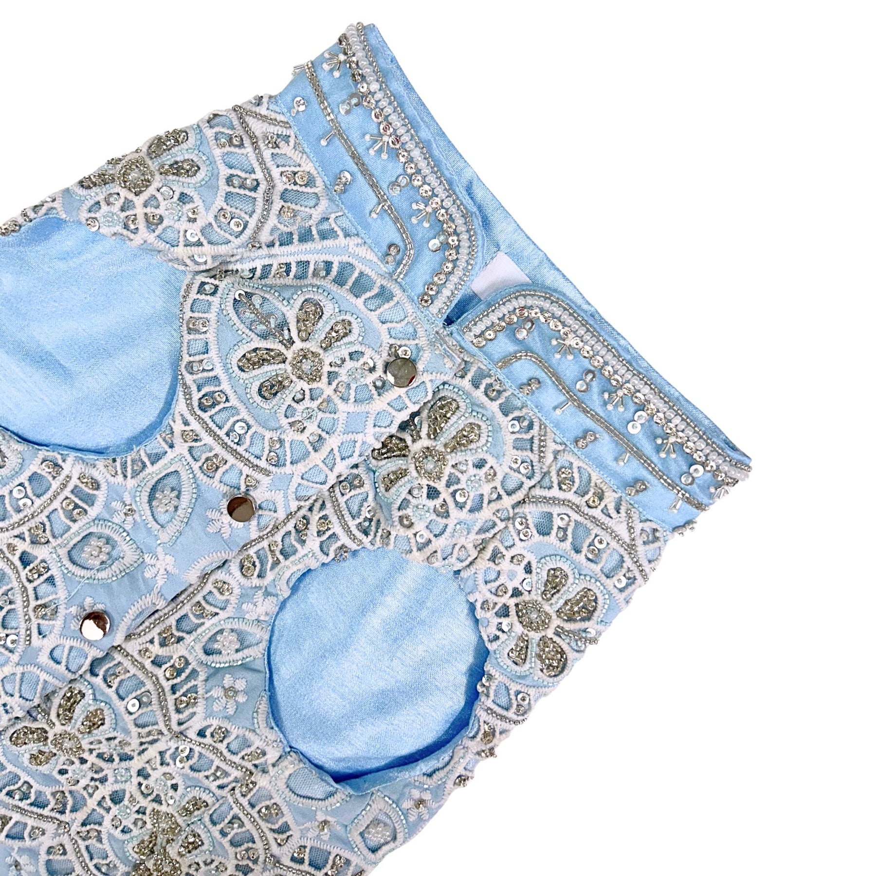 ICE BLUE ALENCON LACE HAND EMBROIDERED SHERWANI FOR DOGS AND CATS
