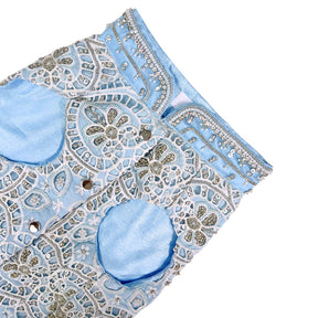 ICE BLUE ALENCON LACE HAND EMBROIDERED SHERWANI FOR DOGS AND CATS