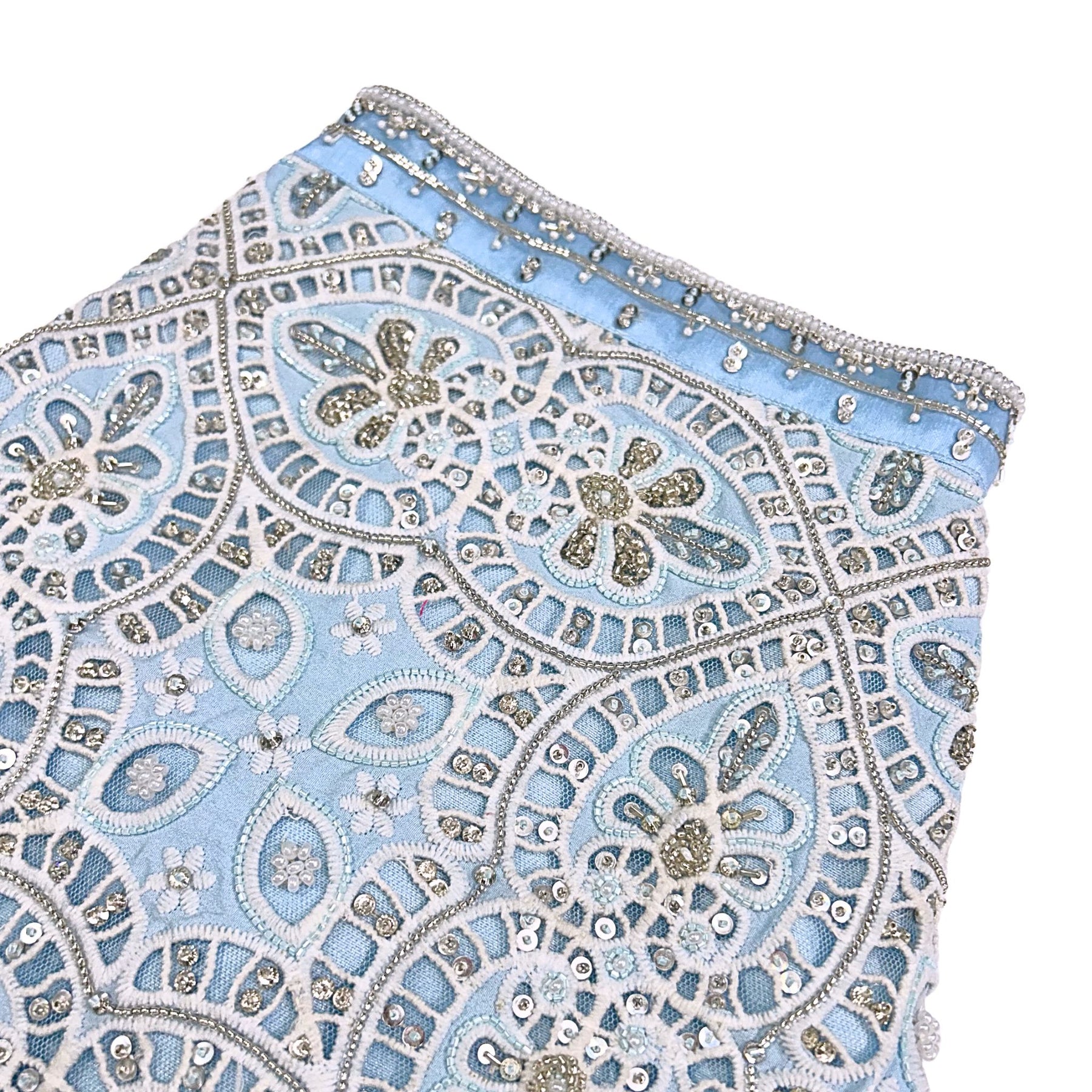 ICE BLUE ALENCON LACE HAND EMBROIDERED SHERWANI FOR DOGS AND CATS