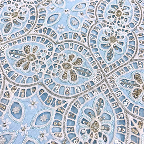 ICE BLUE ALENCON LACE HAND EMBROIDERED SHERWANI FOR DOGS AND CATS