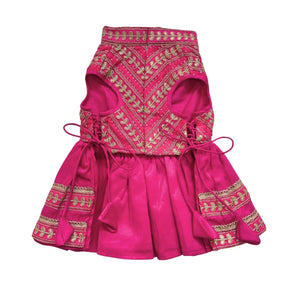 FUCHSIA LEAF ANARKALI + PINK PAW-SOME RAKHI FOR DOGS AND CATS