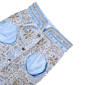 ICE BLUE ALENCON LACE HAND EMBROIDERED SHERWANI FOR DOGS AND CATS
