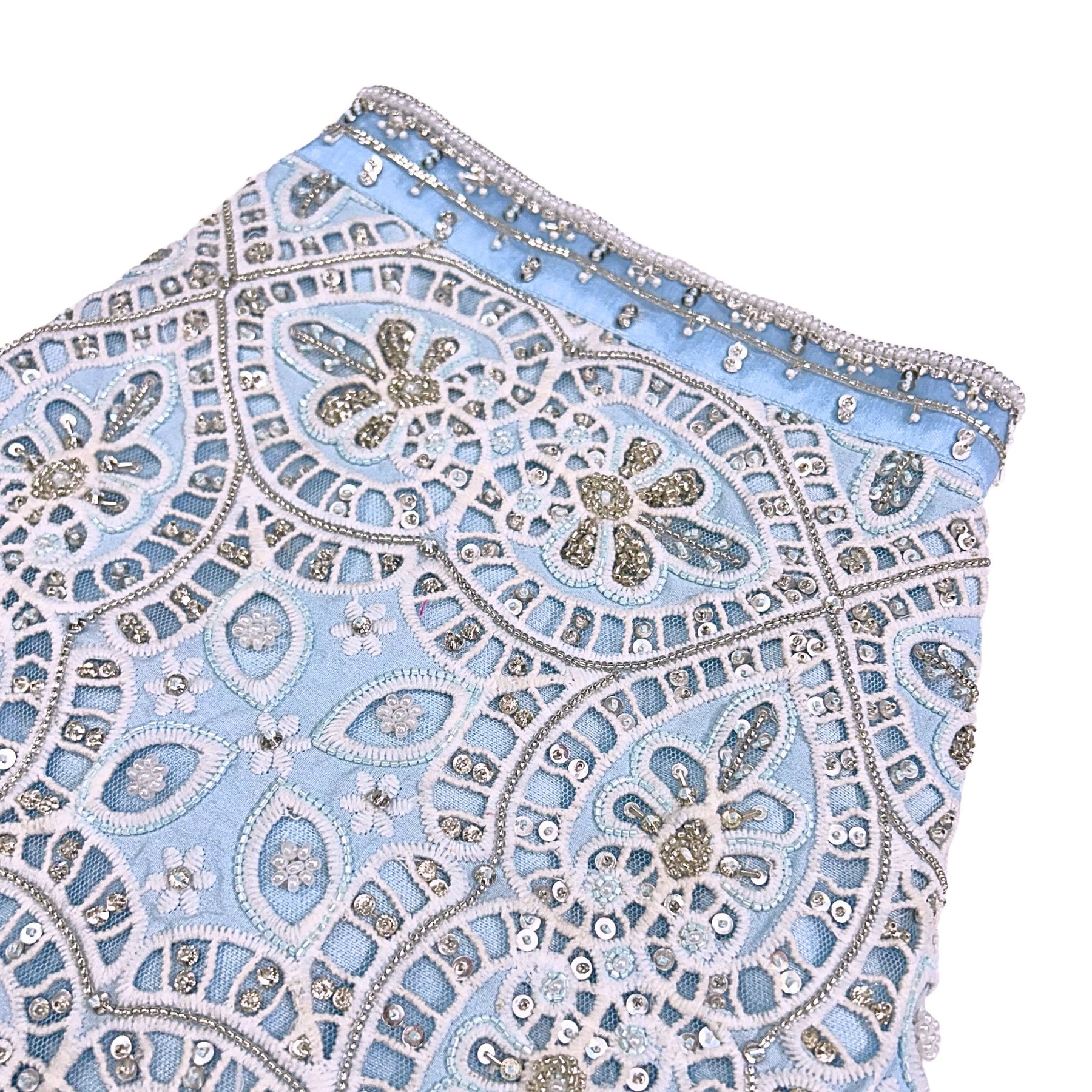 ICE BLUE ALENCON LACE HAND EMBROIDERED SHERWANI FOR DOGS AND CATS