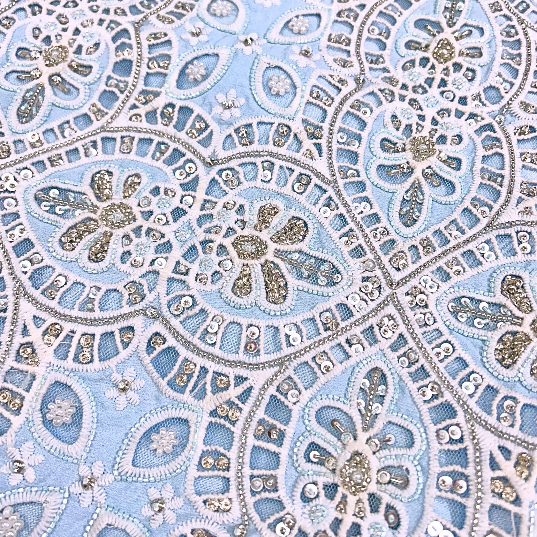 ICE BLUE ALENCON LACE HAND EMBROIDERED SHERWANI FOR DOGS AND CATS
