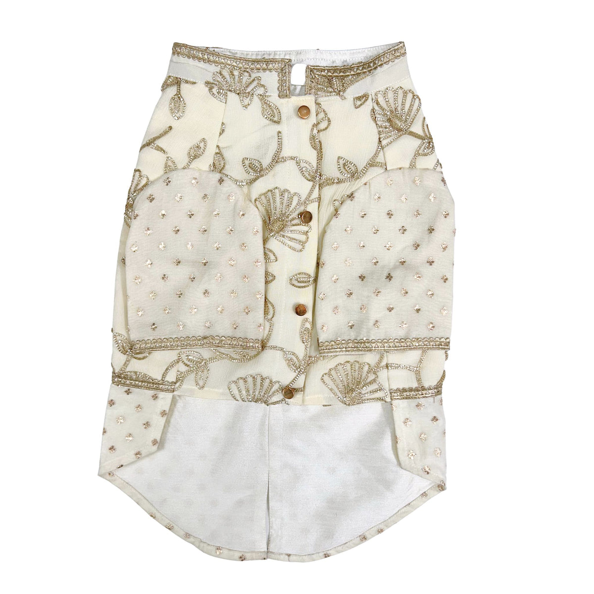 OFF-WHITE BROCADE GOTA EMBROIDERED KURTA FOR DOGS AND CATS