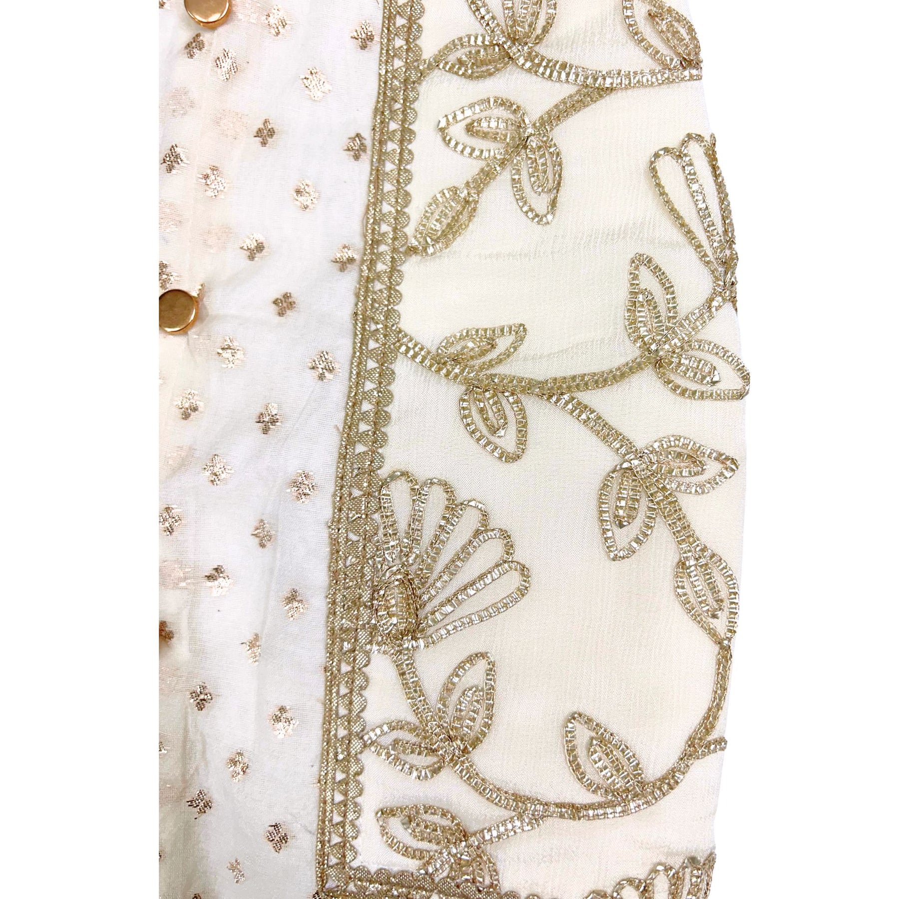 OFF-WHITE BROCADE GOTA EMBROIDERED KURTA FOR DOGS AND CATS