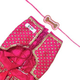 FUCHSIA PINK GOLD  LEHENGA + PINK BONE RAKHI FOR DOGS AND CATS