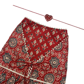 MAROON AJRAKH BUTI ANARKALI + LITTLE SISTER RAKHI FOR DOGS AND CATS
