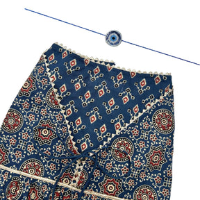 NAVY BLUE AJRAKH BUTI ANARKALI + EVIL EYE RAKHI FOR DOGS AND CATS