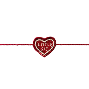 RED BANDHANI DOG LEHENGA + LITTLE SISTER HEART RAKHI FOR DOGS AND CATS