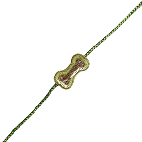 GREEN BANDHANI DOG LEHENGA + LIGHT GREEN BONE RAKHI FOR DOGS AND CATS