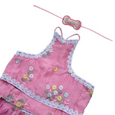 PINK FLOWER EMBROIDERED LEHENGA + LIGHT PINK PEARL RAKHI FOR DOGS AND CATS