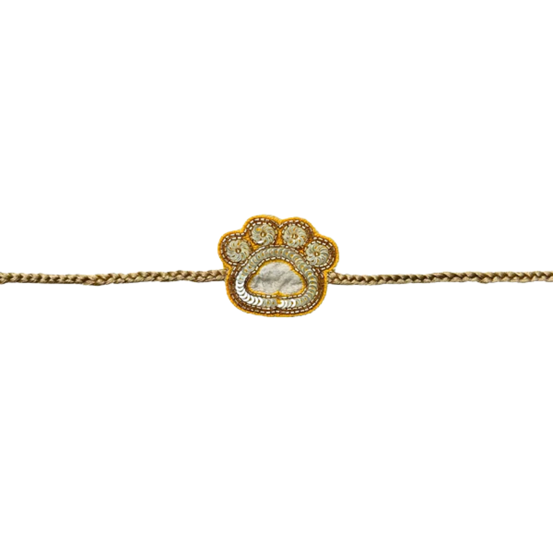 GOLD BROCADE BOW DOG SHERWANI + YELLOW PAW-SOME RAKHI FOR DOGS AND CATS