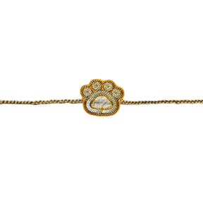 GOLD BROCADE BOW DOG SHERWANI + YELLOW PAW-SOME RAKHI FOR DOGS AND CATS