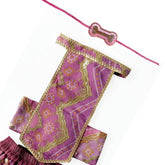 PURPLE CHEVRON LEHENGA + PINK BONE RAKHI FOR DOGS AND CATS