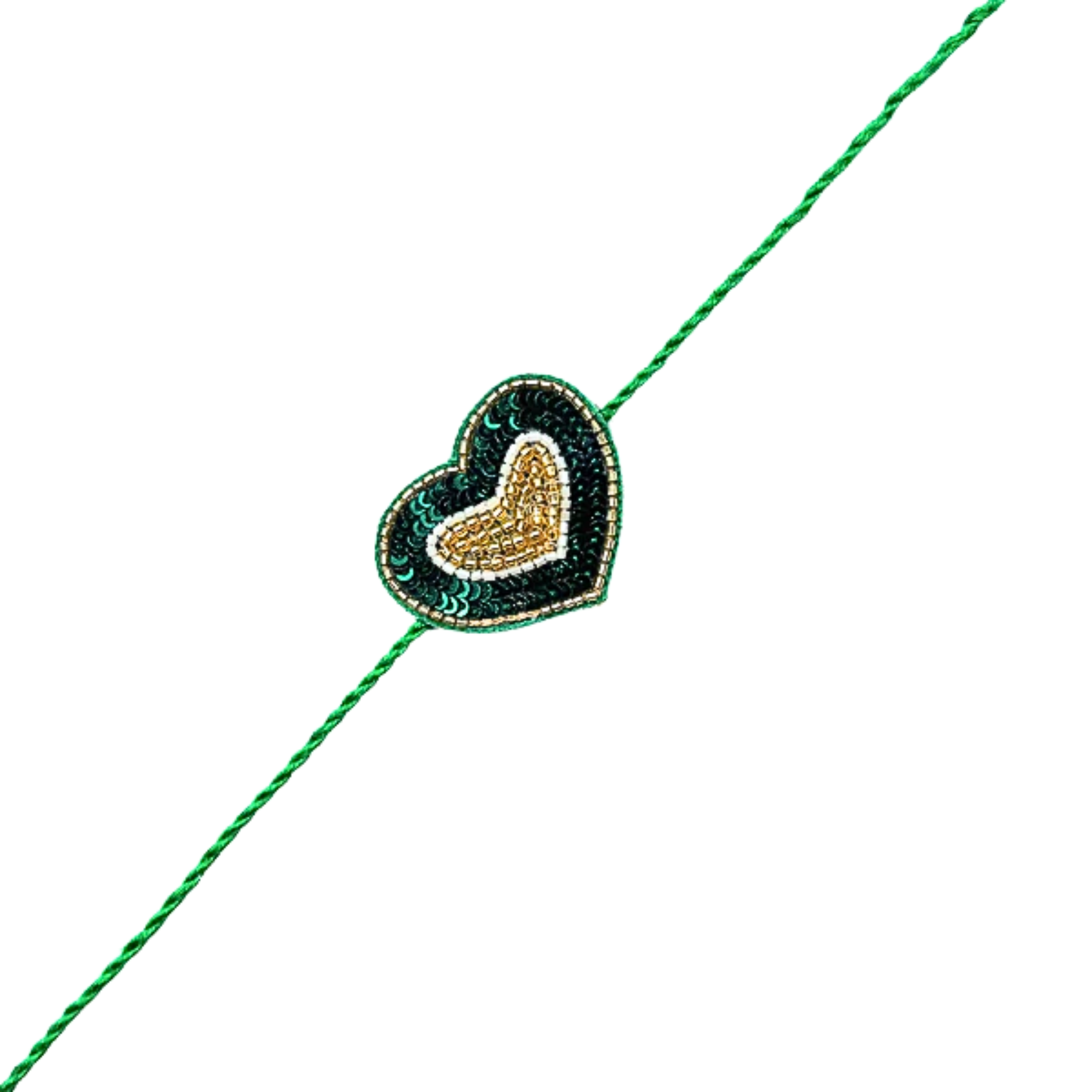 EMERALD GREEN GOLD DOG SHERWANI + GREEN HEART RAKHI FOR DOGS AND CATS
