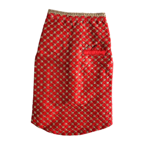 RED GOLD SHERWANI FOR DOGS AND CATS + RED PAW RAKHI FOR DOGS AND CATS