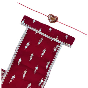 RED FESTIVE LEHENGA + RED HEART RAKHI FOR DOGS AND CATS
