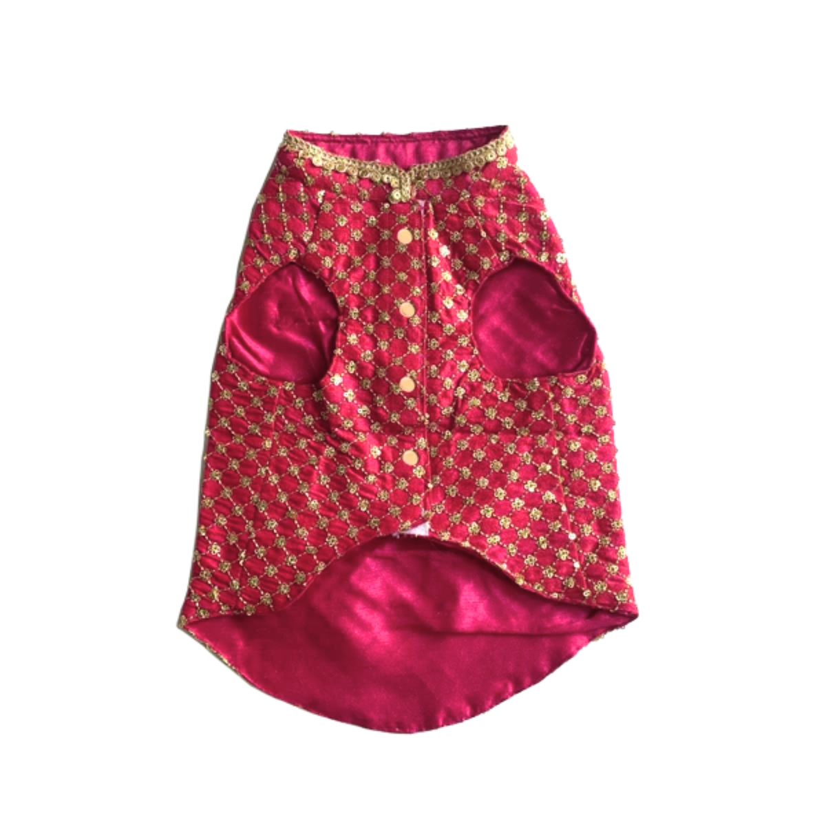 FUCHSIA PINK GOLD DOG SHERWANI + PINK PAW-SOME RAKHI FOR DOGS AND CATS