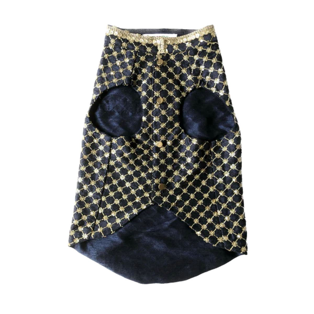 NAVY GOLD DOG SHERWANI + NAVY BLUE BONE RAKHI FOR DOGS AND CATS