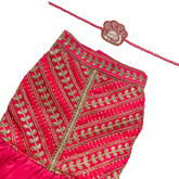 FUCHSIA LEAF ANARKALI + PINK PAW-SOME RAKHI FOR DOGS AND CATS