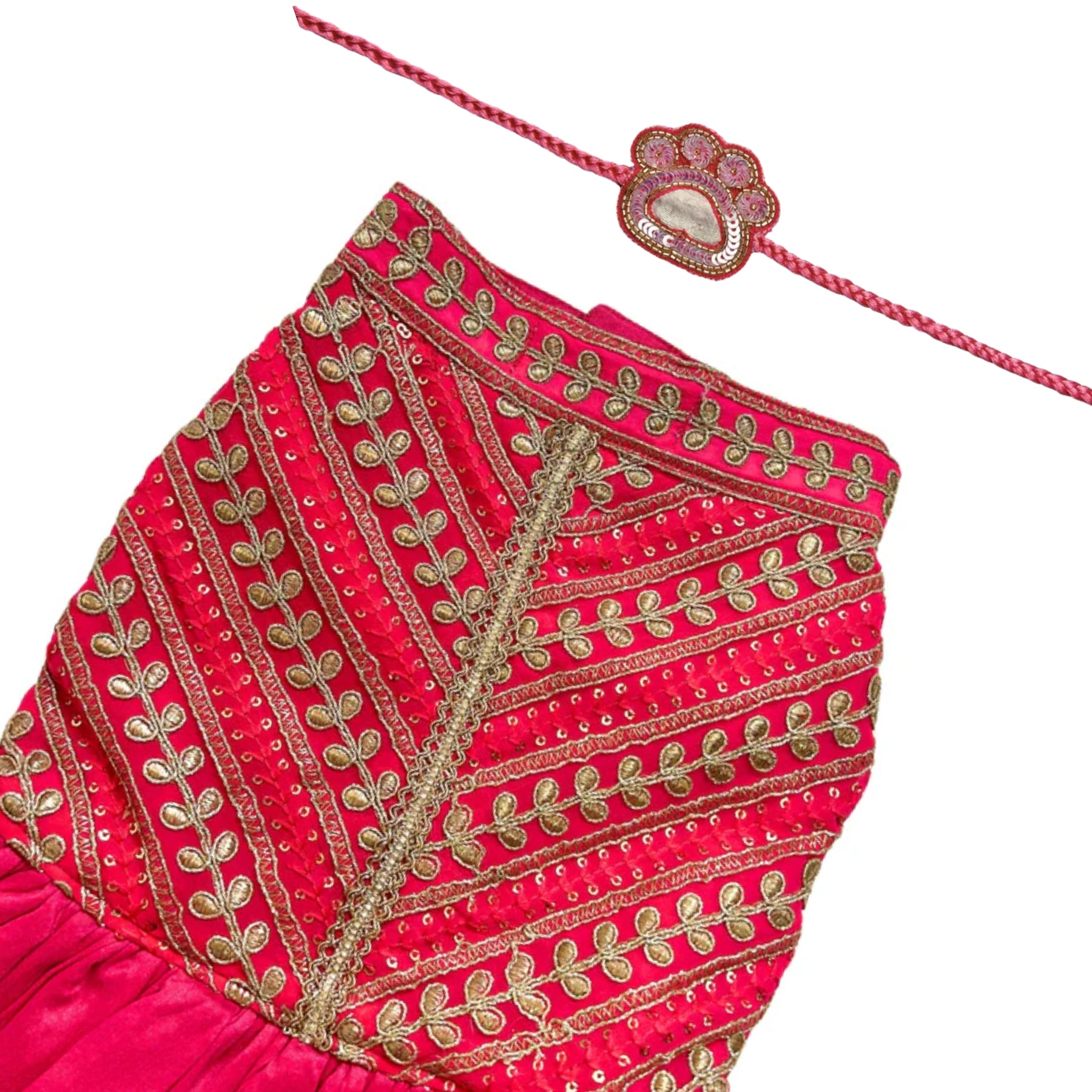 FUCHSIA LEAF ANARKALI + PINK PAW-SOME RAKHI FOR DOGS AND CATS