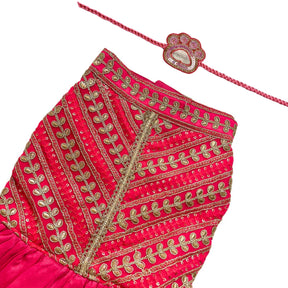 FUCHSIA LEAF ANARKALI + PINK PAW-SOME RAKHI FOR DOGS AND CATS