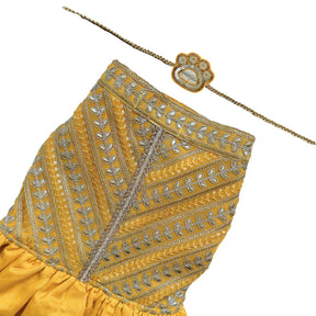 YELLOW LEAF ANARKALI + YELLOW PAW-SOME RAKHI FOR DOGS AND CATS