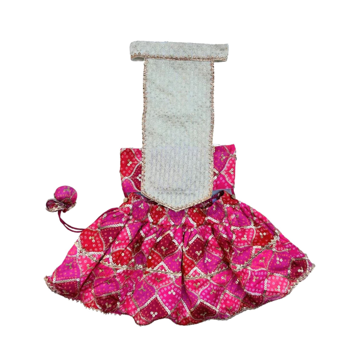 PINK DIAMOND DOG LEHENGA  + LIGHT PINK PEARL RAKHI FOR DOGS AND CATS