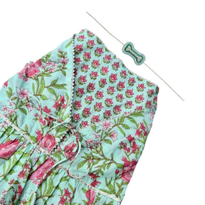 AQUA FLORAL ANARKALI + AQUA GREEN PEARL BONE RAKHI FOR DOGS AND CATS