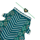 BOTTLE GREEN PATIALA MOTIF LEHENGA + GREEN HEART RAKHI FOR DOGS AND CATS