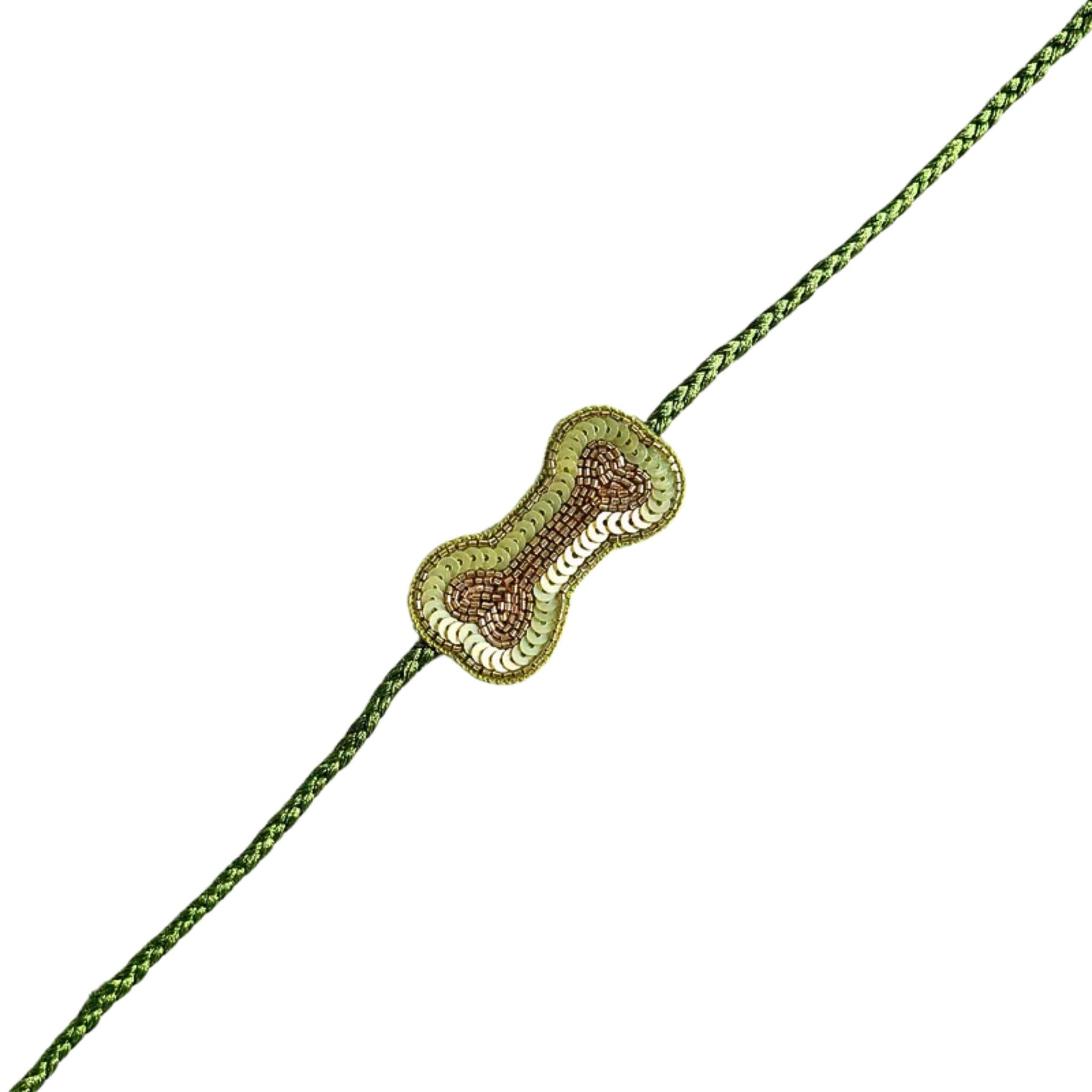 PASTEL GREEN GOTA EMBROIDERED BOW LEHENGA + LIGHT GREEN BONE RAKHI FOR DOGS AND CATS
