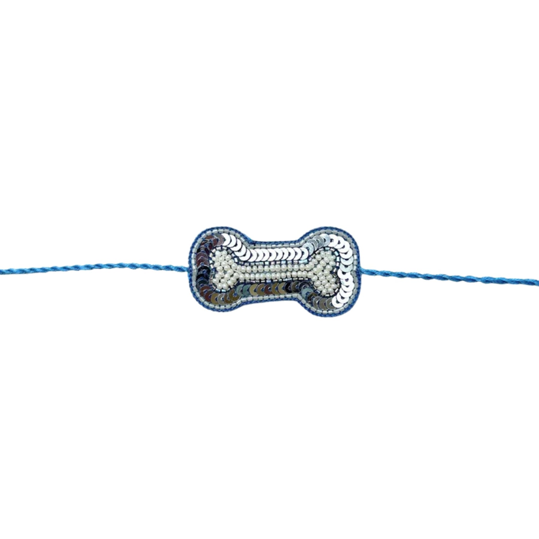 PASTEL BLUE GOLD BUTTI  KURTA + SILVER BLUE BONE RAKHI FOR DOGS AND CATS