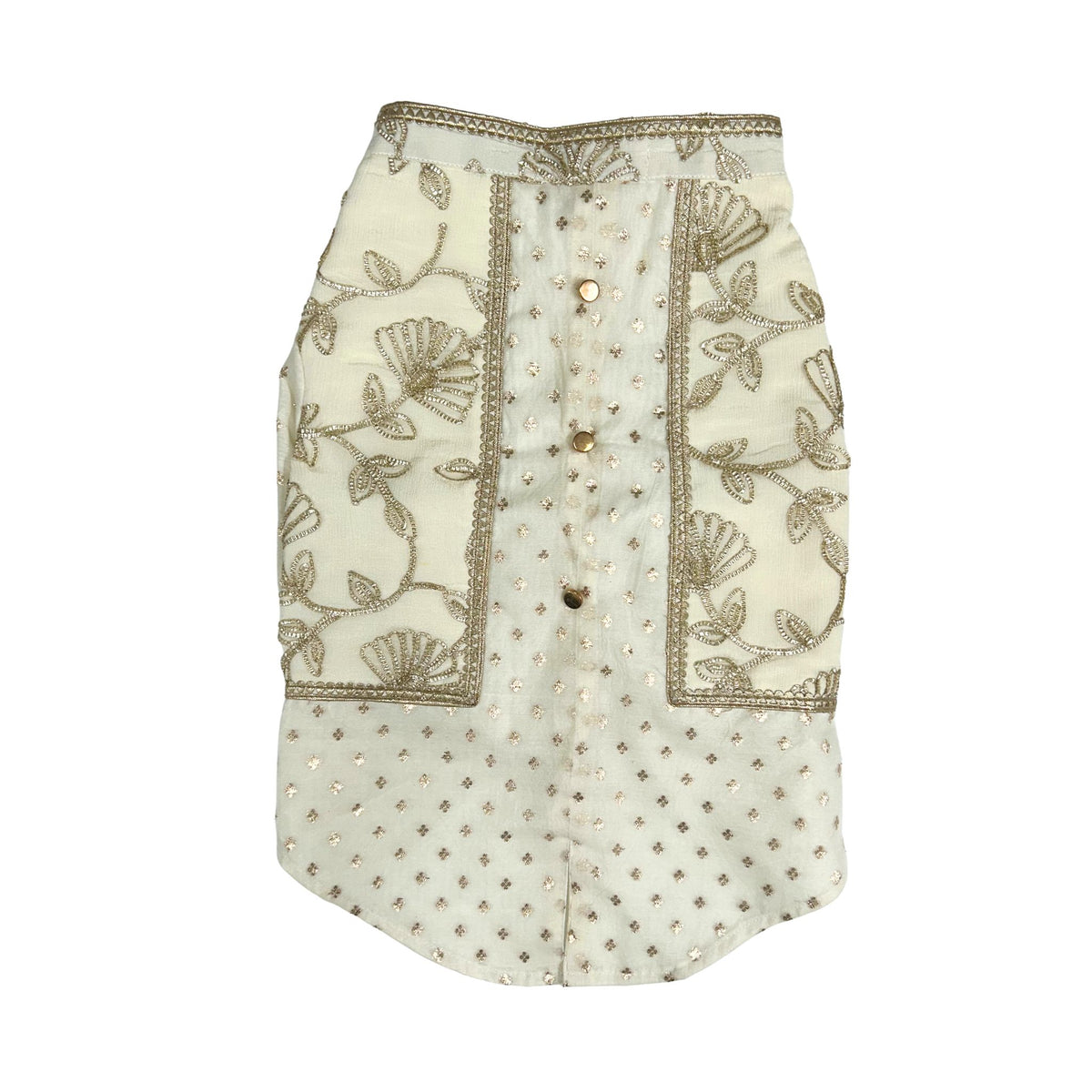 OFF-WHITE BROCADE GOTA EMBROIDERED KURTA FOR DOGS AND CATS