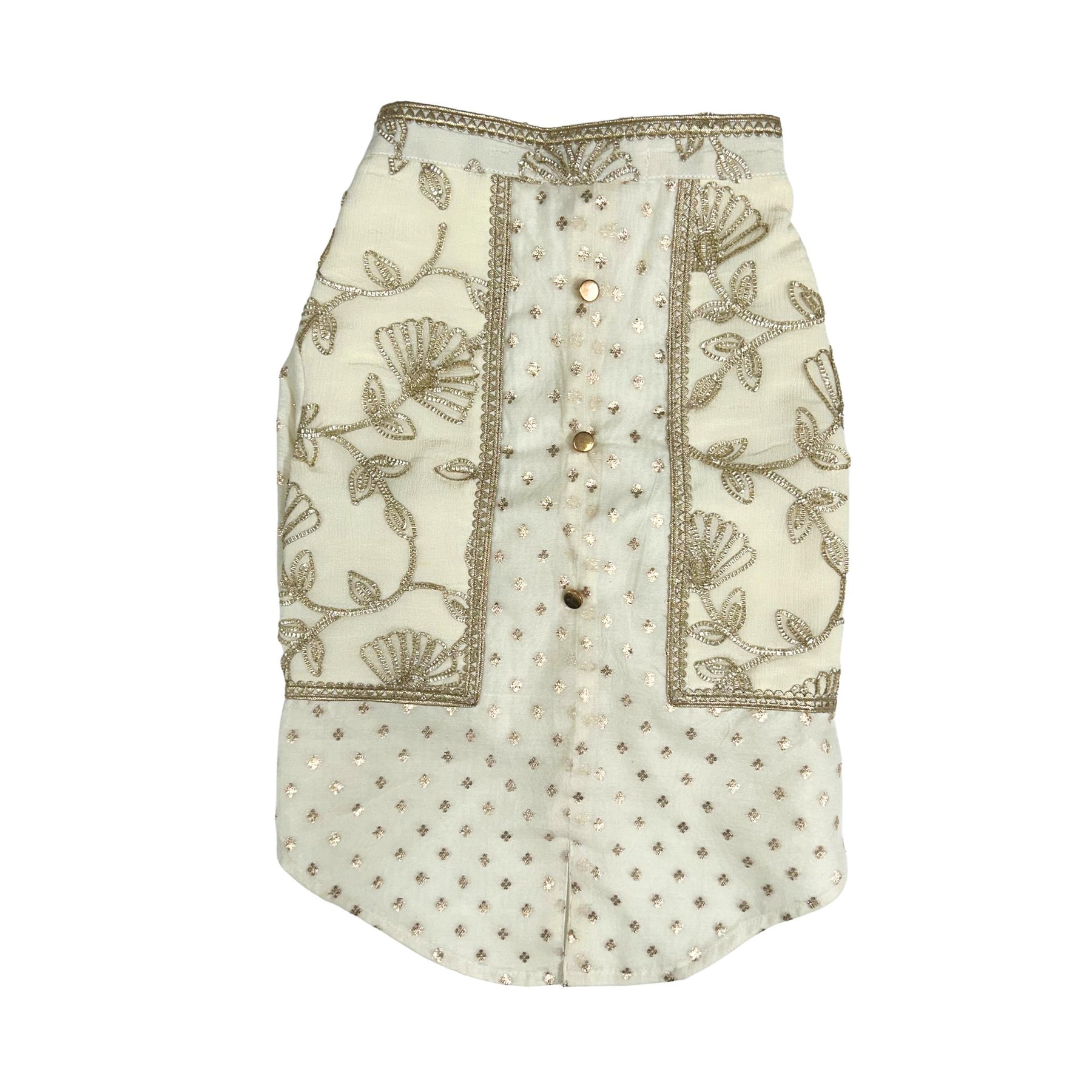 OFF-WHITE BROCADE GOTA EMBROIDERED KURTA FOR DOGS AND CATS