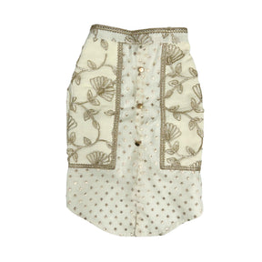 OFF-WHITE BROCADE GOTA EMBROIDERED KURTA FOR DOGS AND CATS