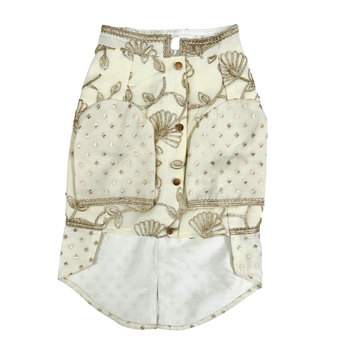 OFF-WHITE BROCADE GOTA EMBROIDERED KURTA FOR DOGS AND CATS