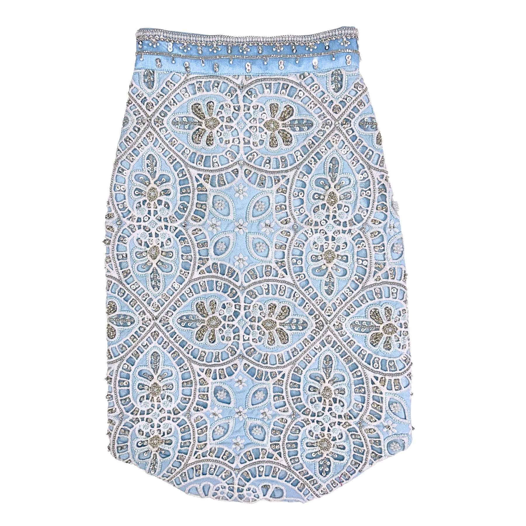 ICE BLUE ALENCON LACE HAND EMBROIDERED SHERWANI FOR DOGS AND CATS