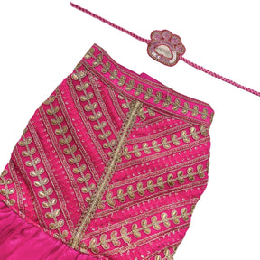 FUCHSIA LEAF ANARKALI + PINK PAW-SOME RAKHI FOR DOGS AND CATS
