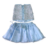 ICE BLUE ALENCON LACE HAND EMBROIDERED LEHENGA FOR DOGS AND CATS