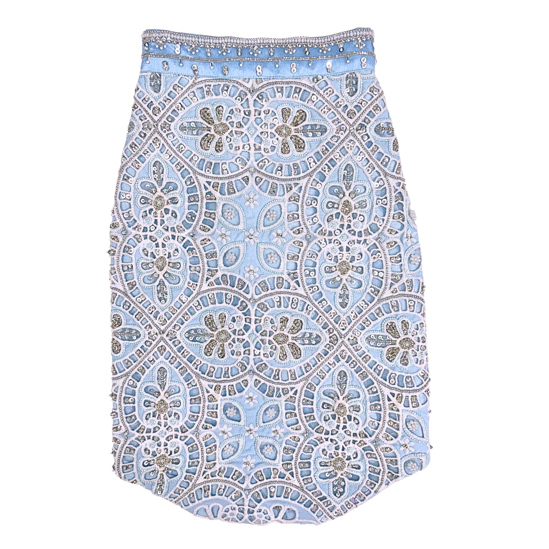 ICE BLUE ALENCON LACE HAND EMBROIDERED SHERWANI FOR DOGS AND CATS