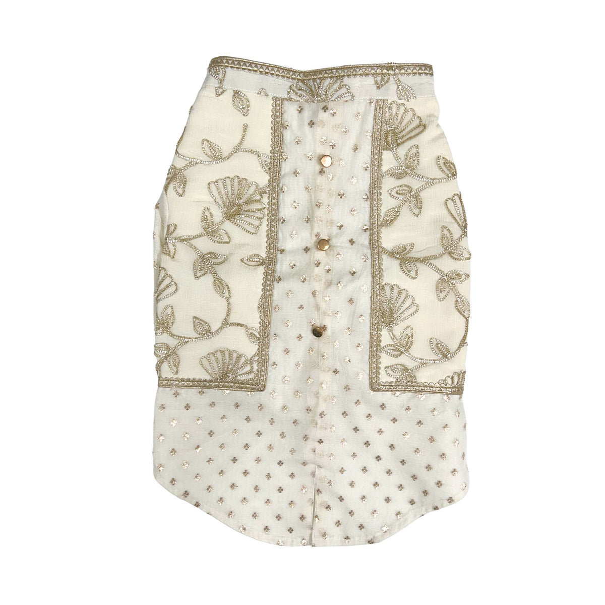 OFF-WHITE BROCADE GOTA EMBROIDERED KURTA FOR DOGS AND CATS