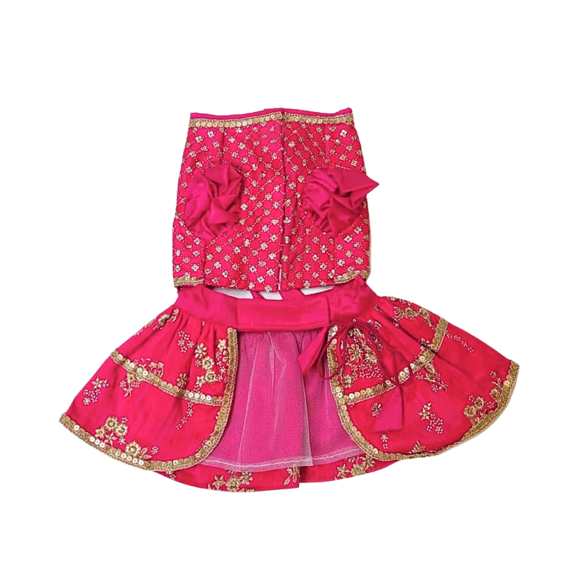 FUCHSIA PINK GOLD DOG LEHENGA