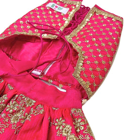 FUCHSIA PINK GOLD DOG LEHENGA
