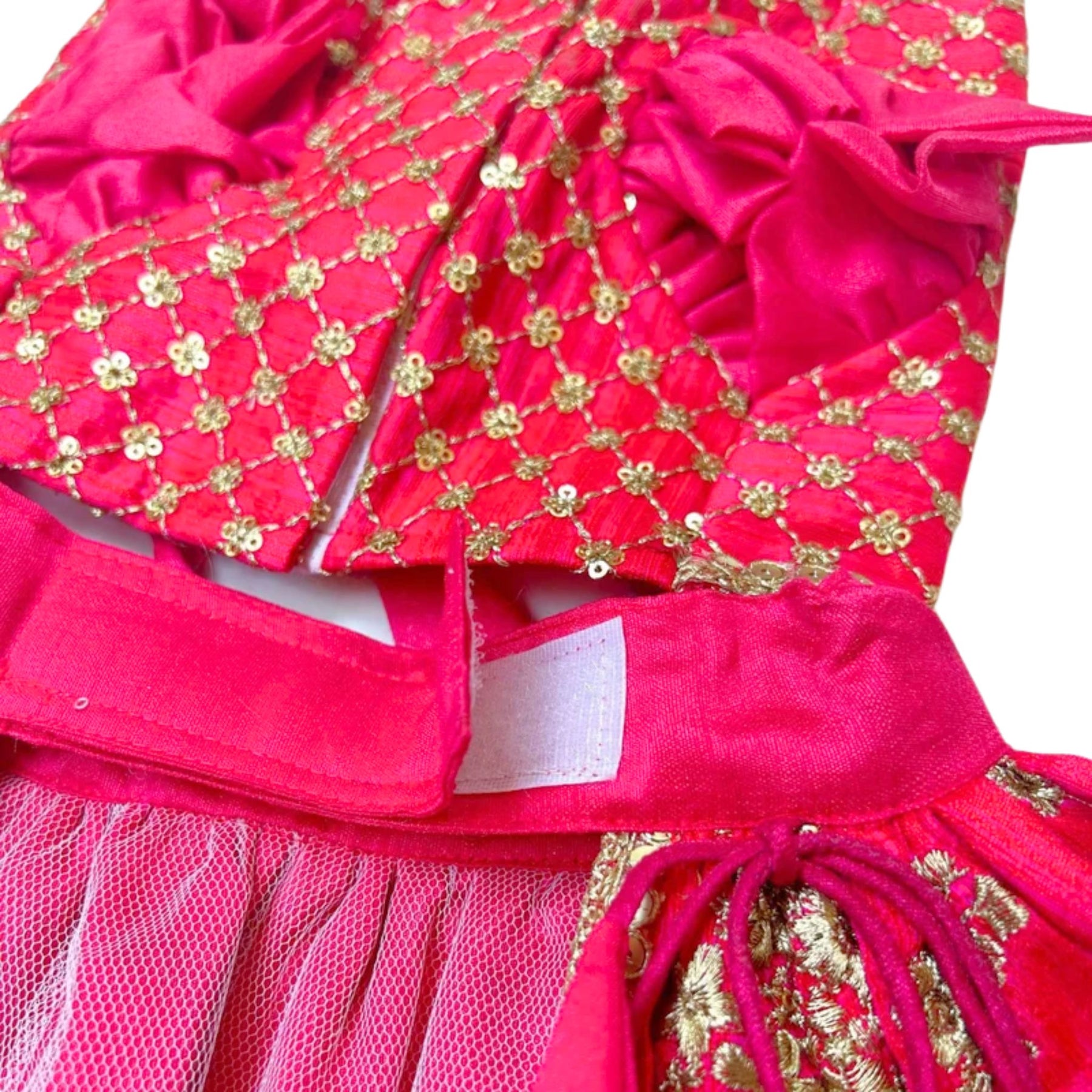 FUCHSIA PINK GOLD DOG LEHENGA