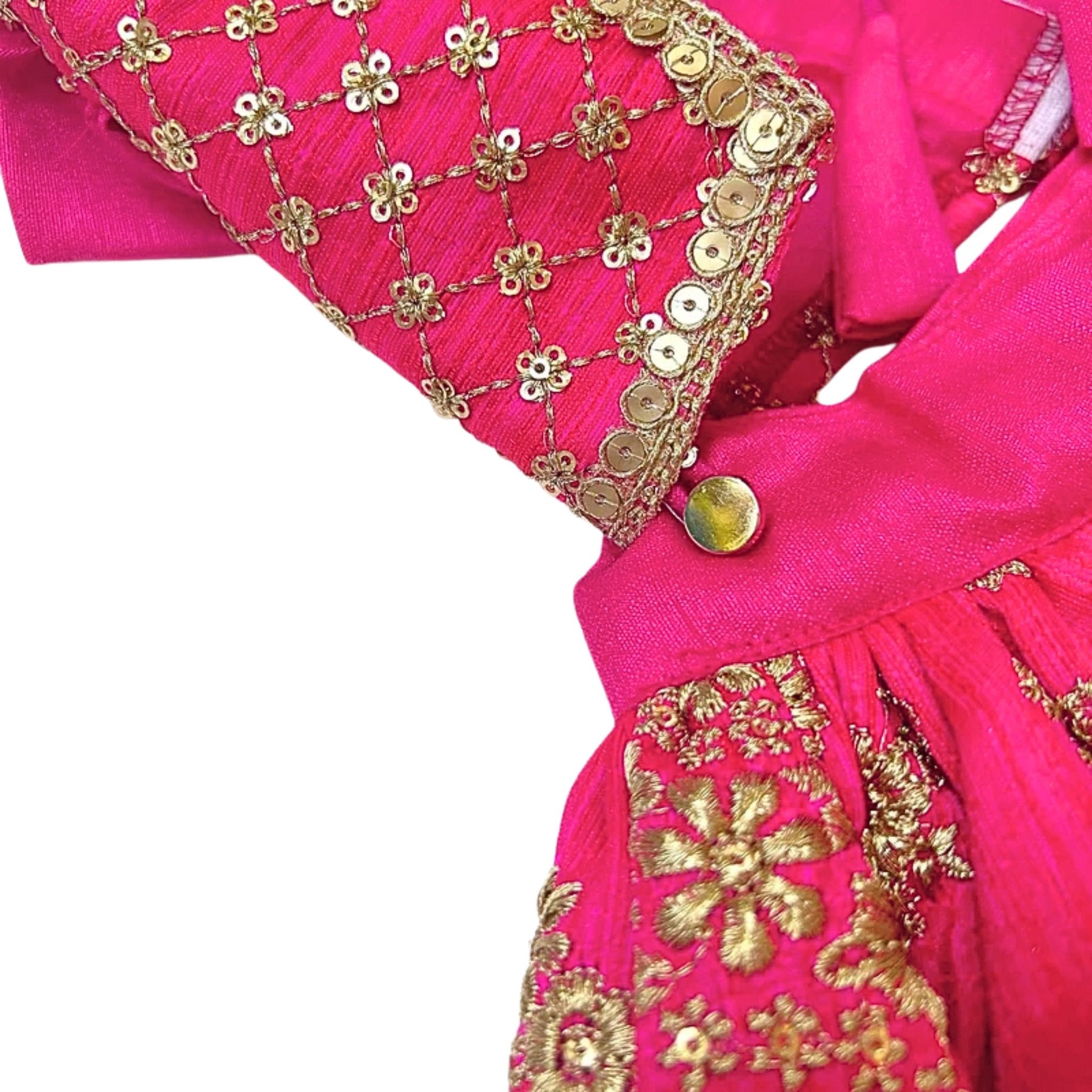 FUCHSIA PINK GOLD DOG LEHENGA