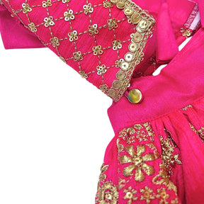 FUCHSIA PINK GOLD DOG LEHENGA