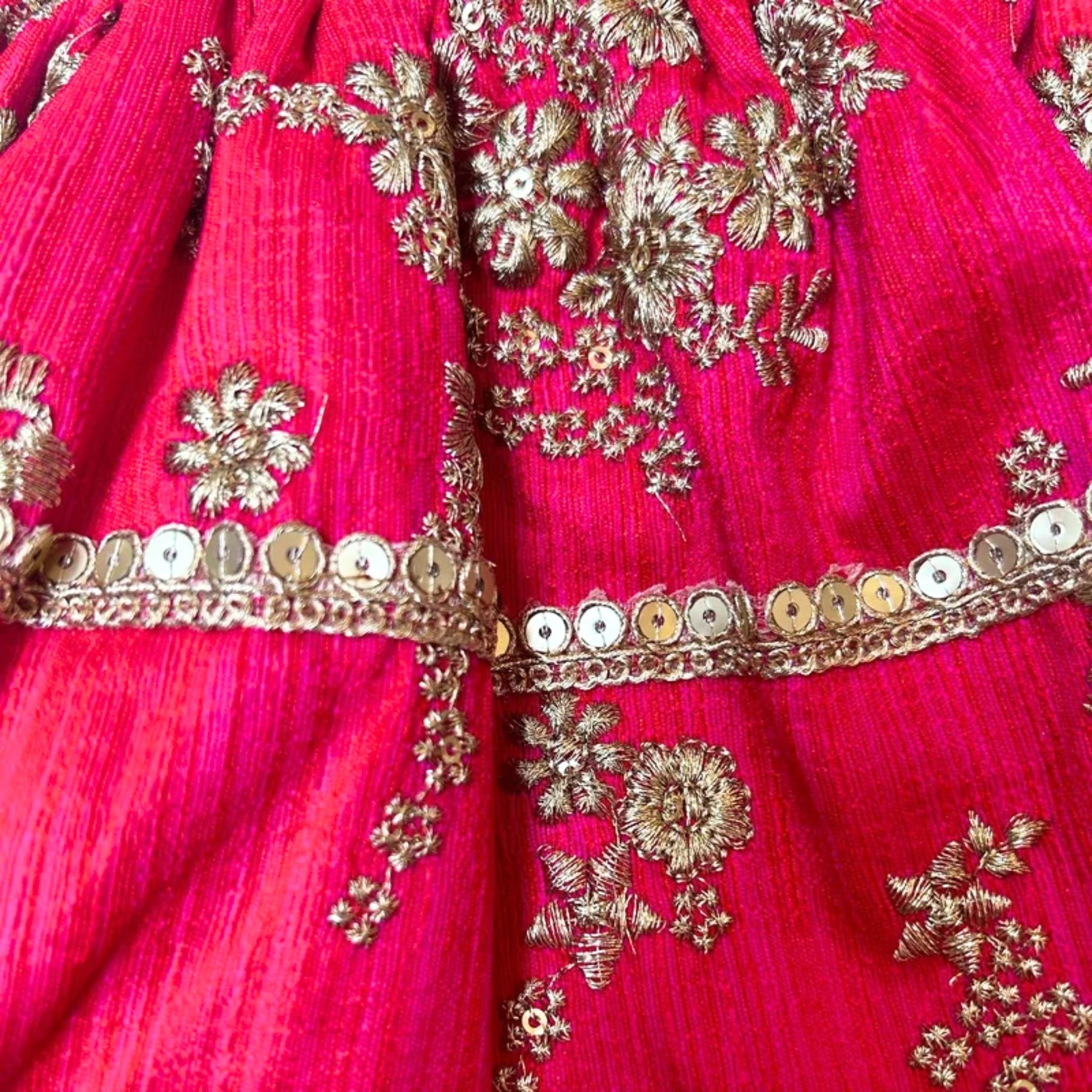 FUCHSIA PINK GOLD DOG LEHENGA