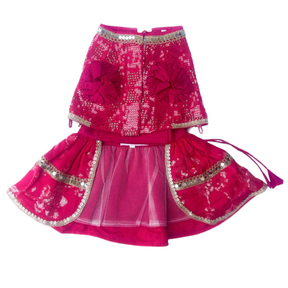 PINK SEQUINS DOG LEHENGA + GOOD GIRL PINK BONE RAKHI FOR DOGS AND CATS