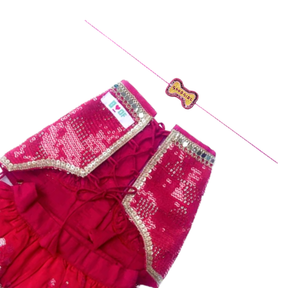 PINK SEQUINS DOG LEHENGA + GOOD GIRL PINK BONE RAKHI FOR DOGS AND CATS